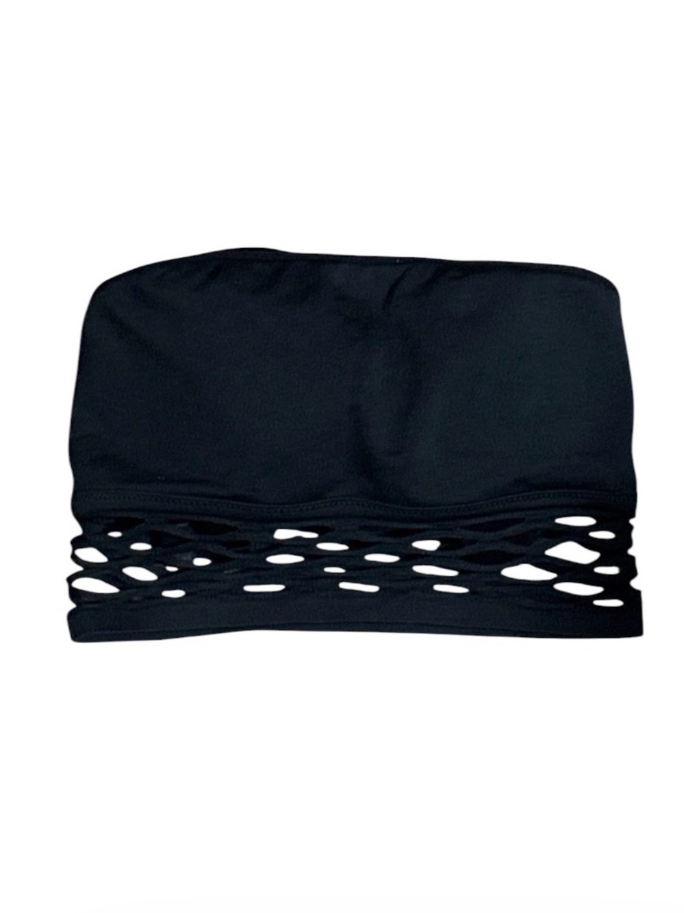 Victoria's Secret PINK Black Bandeaux W/Fishnet Details
